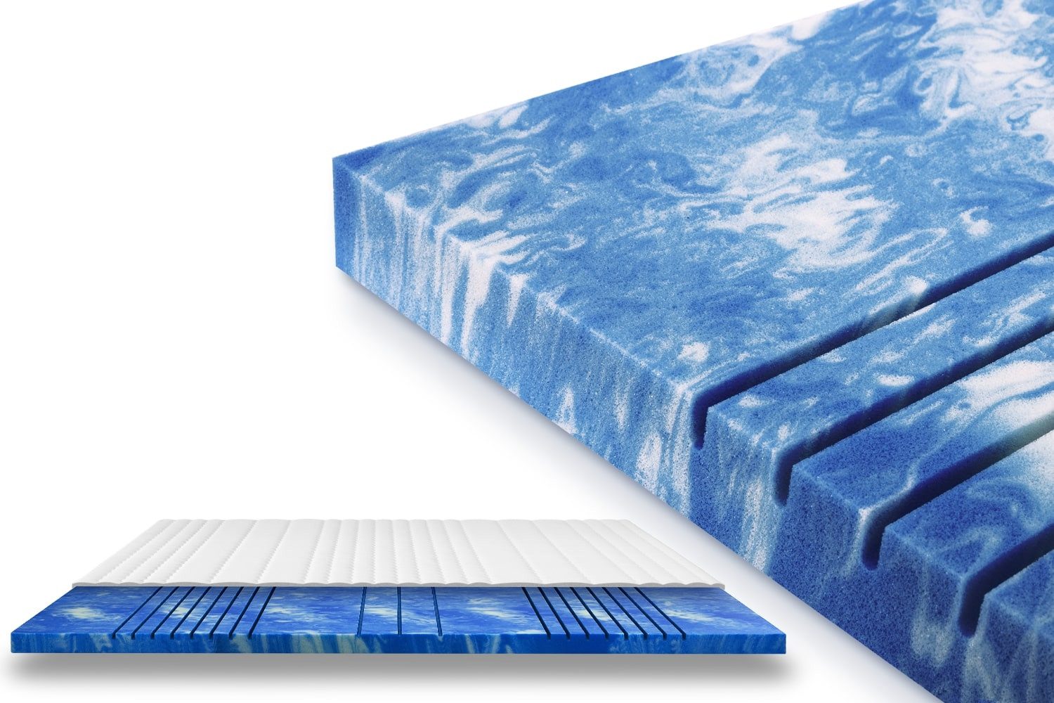 AM Qualitätsmatratzen, Topper 7-Zonen Memory Foam Gelschaum-Topper, Optimale Druckentlastung, RG50, 8 cm hoch, Gelschaum, 80x200 cm