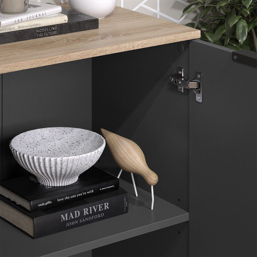 Vicco Kommode Wido, Anthrazit/Sonoma, 50 x 80 cm mit Regal (1 St)