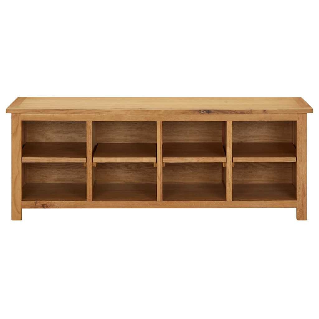 furnicato Schuhregal mit Sitzbank aus massivem Eichenholz und MDF, 114x37x45 cm, Stabiler Garderobenständer mit 8 Fächern für den Eingangsbereich