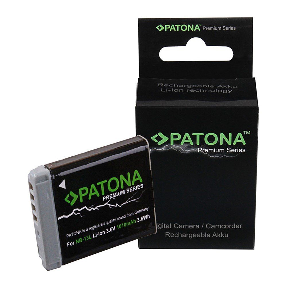Patona 2x Premium Canon Ersatzakku 1010 2 PowerShot Mark II (3,6 Akku NB-13L G9X V, G5X mAh für Kameraakku G7X Kamera-Akku G7X SX720 HS St)