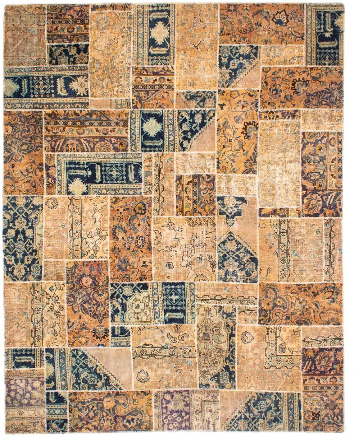 Teppich x Zertifikat Wohnzimmer, - Patchwork 301 mit Höhe: mehrfarbig, Handgeknüpft, - 7 cm Einzelstück 240 rechteckig, morgenland, mm,
