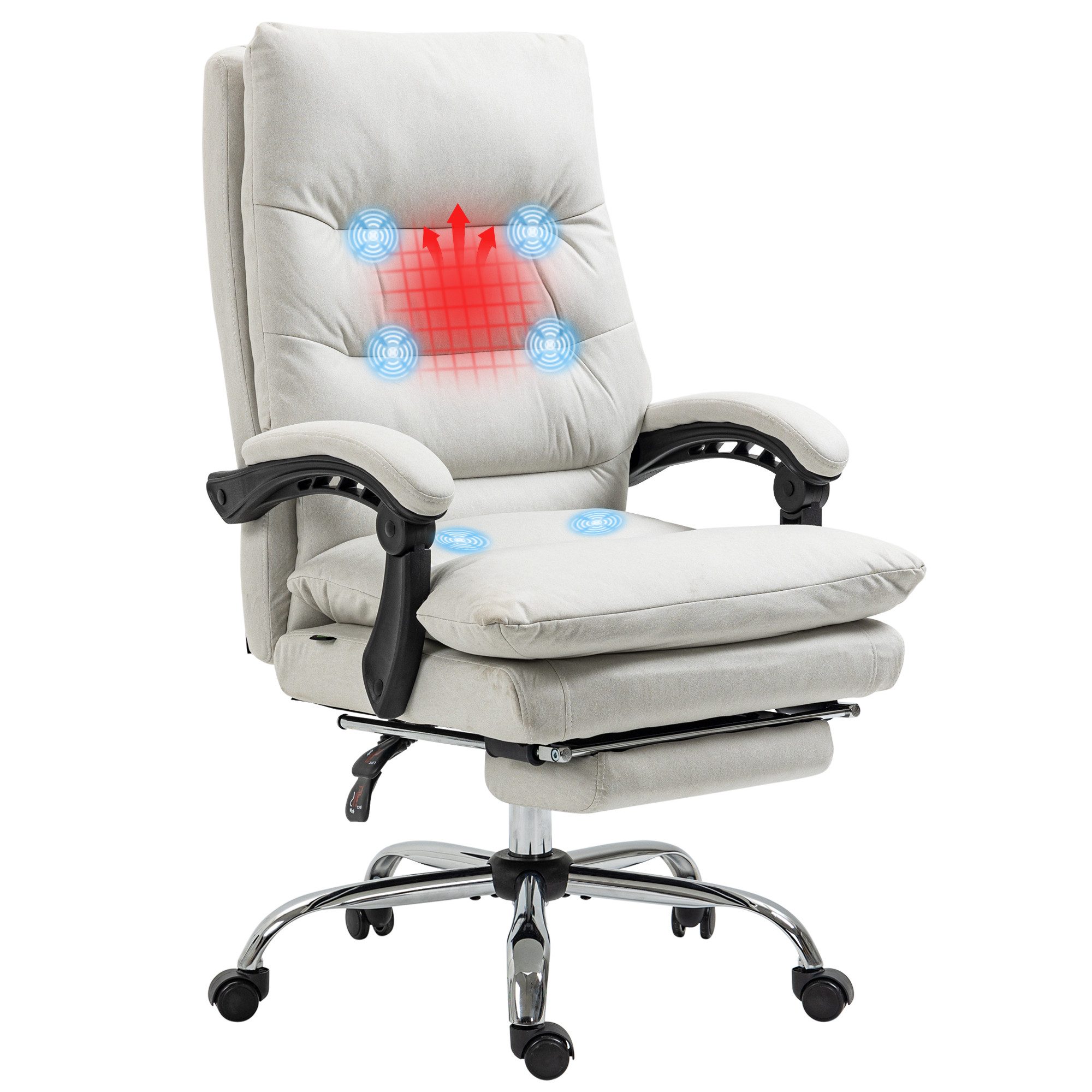 Vinsetto Schreibtischstuhl Ergonomischer Chefsessel Höhenverstellbar Computerstuhl Mikrofaser (Chefsessel, 1 St), 120 kg Belastbar, Beige – Bild 2 von 5
