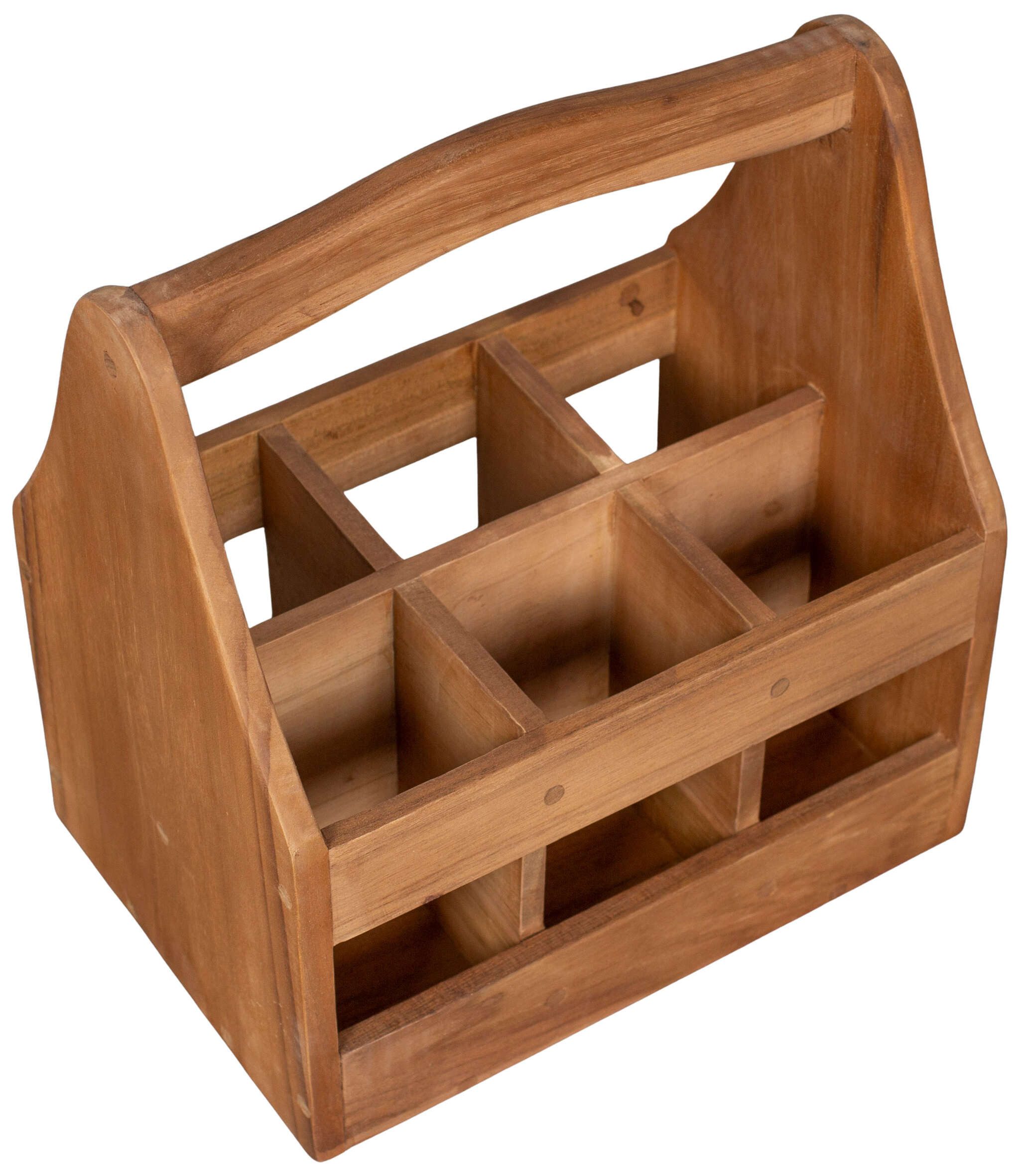 MR.DEKO Tischaufsatz Bierträger Flaschenträger Teak für 6 Flaschen Männerhandtasche stabil, (1-St., Flaschenträger für 6 Flaschen), Bierträger & Flaschenträger aus massivem Teakholz für 6 Flaschen