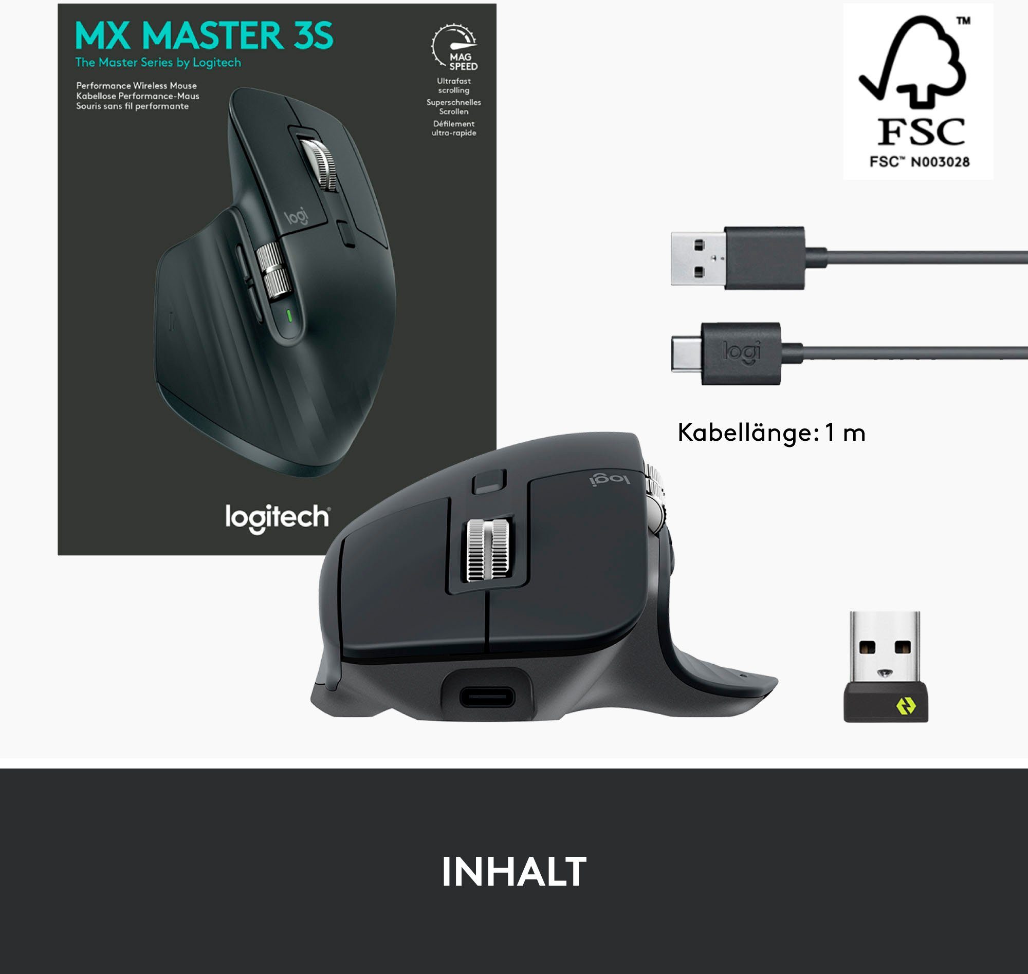 3S MX Grau Logitech Master Maus (Bluetooth)