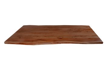 Junado® Baumkantentisch Tomaso, massives Akazienholz, natürliche Baumkante, Metallgestell X-Form