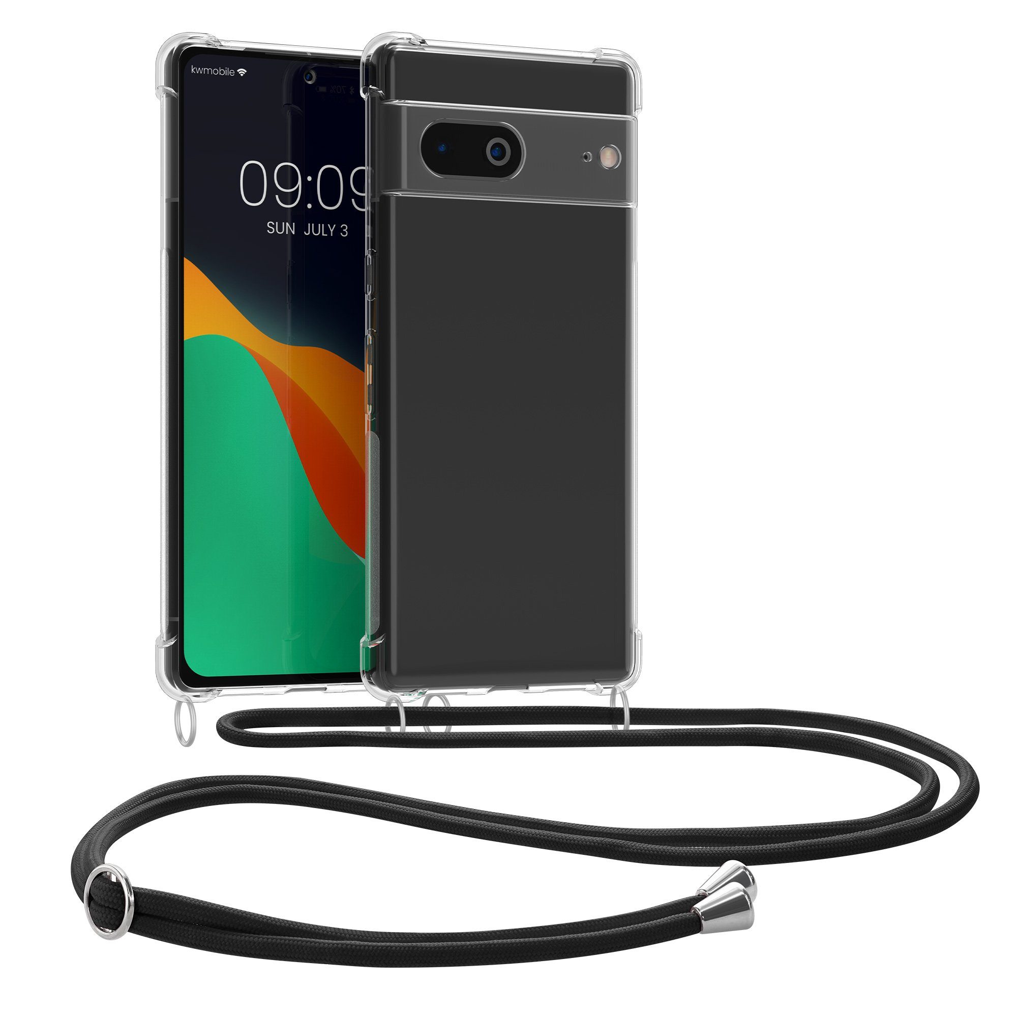 kwmobile Etui Necklace Case für Google Pixel 7, Hülle Silikon mit Handykette - Band Handyhülle