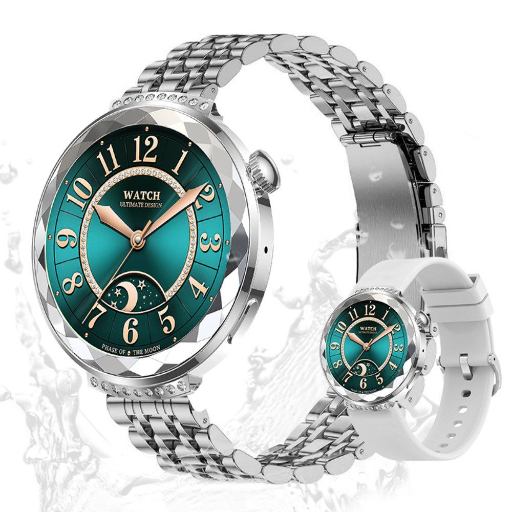 Zevelora Elegant Damen's Telefonfunktion 180mAh Prämie Smartwatch (1,19 Zoll, Android/iOS), Elegantes Handgelenkgerät mit Fitness-Tracking & Premium Funktionen