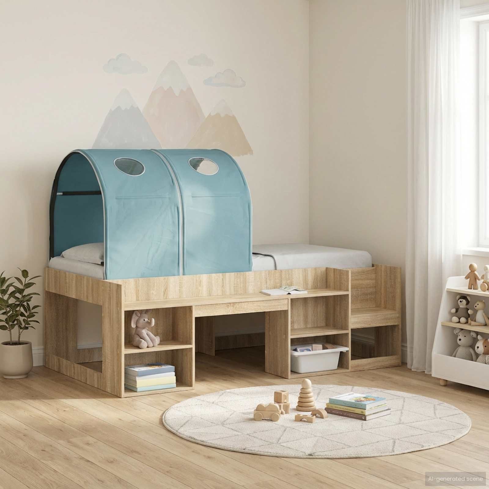 vidaXL Bett Bett-Tunnel für Kinder-Hochbetten 2 Stk. Himmelblau Polyester (2-tlg)