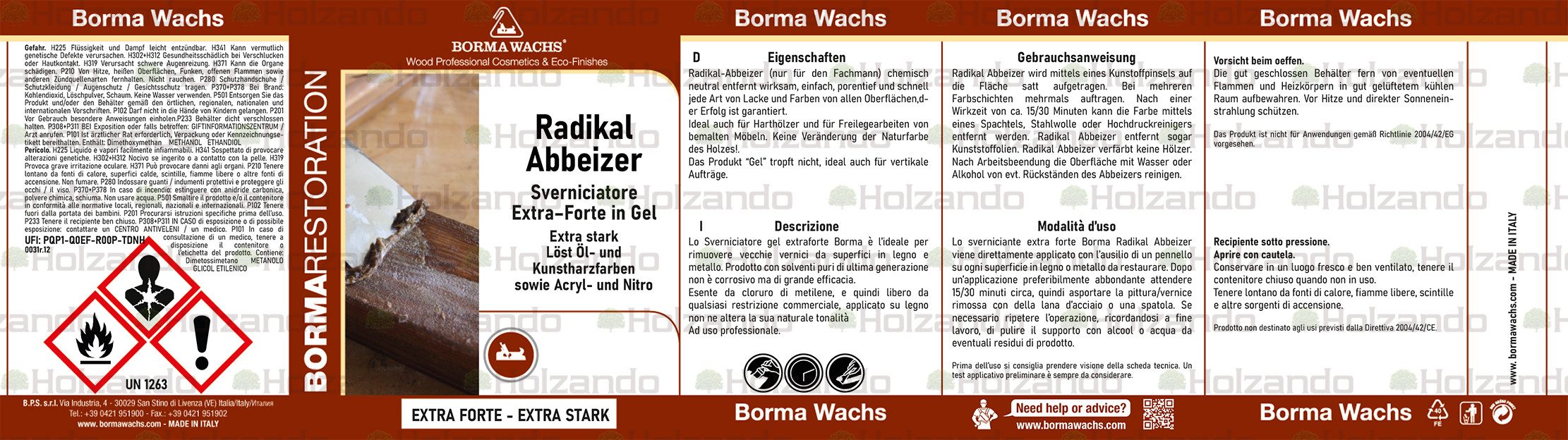BORMA Abbeizer 0,750 L Gel Holzreiniger (Löst zuverlässig Farbschichten – auch bei alten, festen Lacken)