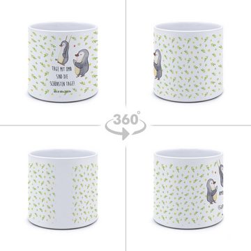 Mr. & Mrs. Panda Blumentopf Pinguin Oma - Weiß - Geschenk, Blumentopf Gross, Topf, Übertopf, Vate (1 St), Design mit Herz