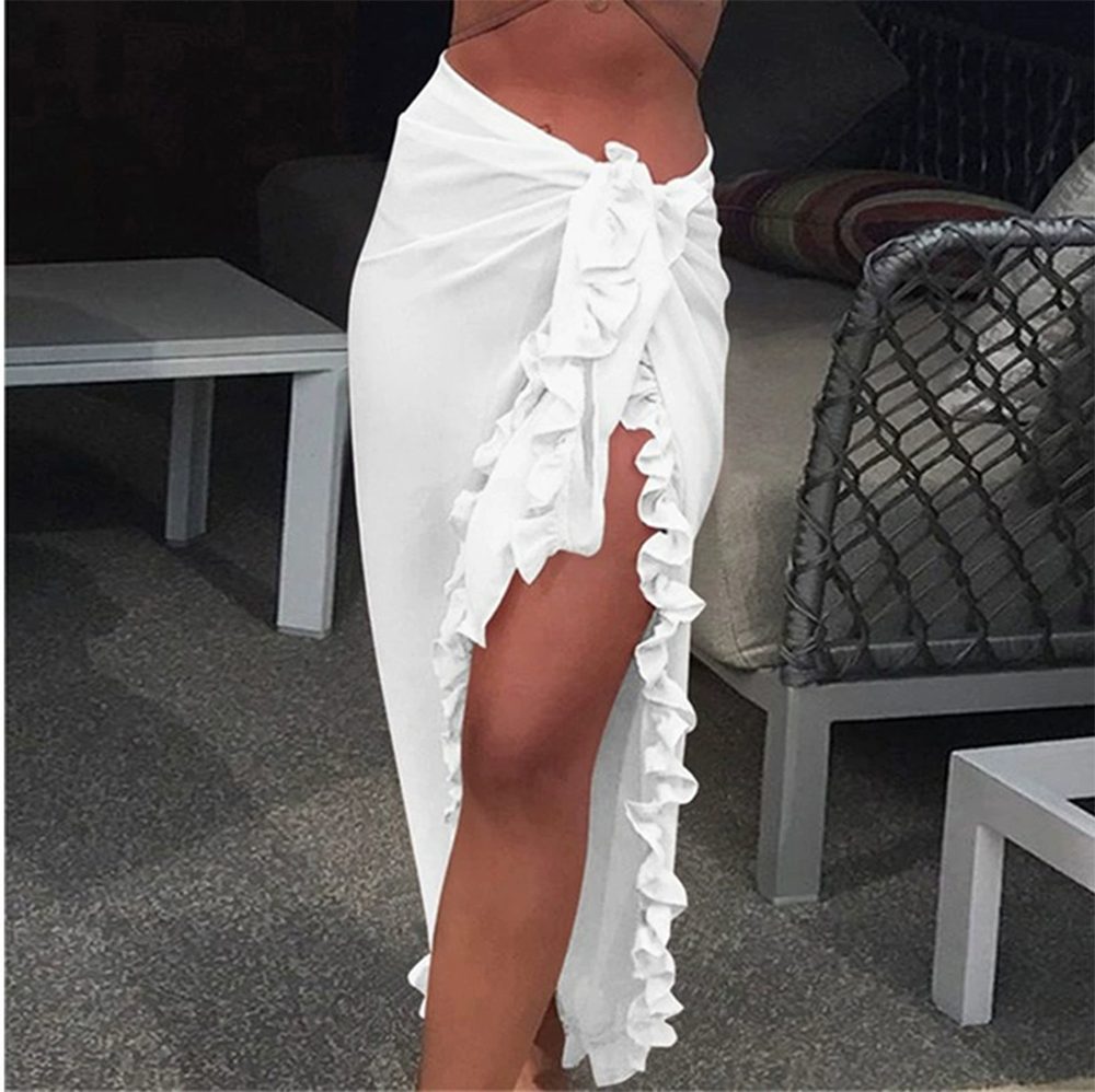 Oemmn Strandrock Damen Strand-Sarong aus – leichtes, Wickelkleid, Strandkleid halbtransparentes Strandtuch und Wickelrock, bikini tuch