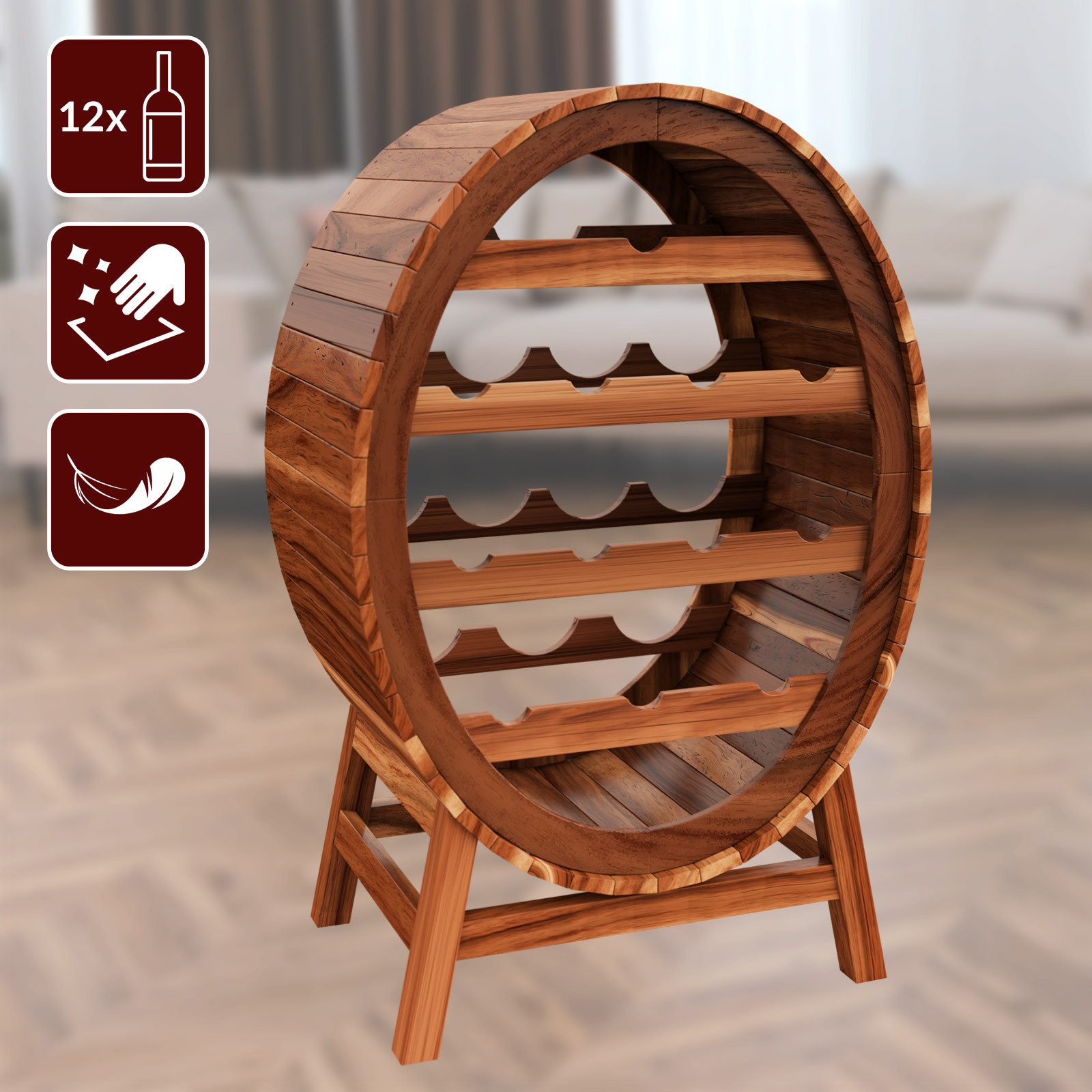 Casaria Weinregal Weinfass, für 12 Flaschen günstig online kaufen