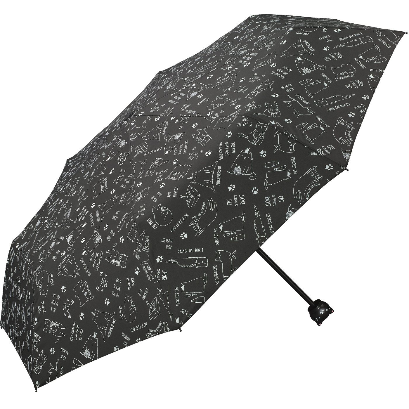 HAPPY RAIN Taschenregenschirm Damen Taschenschirm Handöffner Cats, Katzengriff – Bild 2 von 3