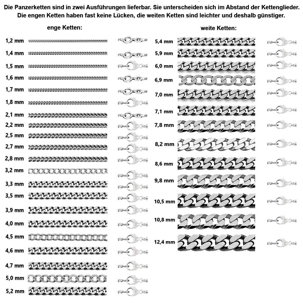 HOPLO Panzerkette Silberkette Panzerkette Länge 38cm - Breite 1,2mm - 925 Silber, Made in Germany