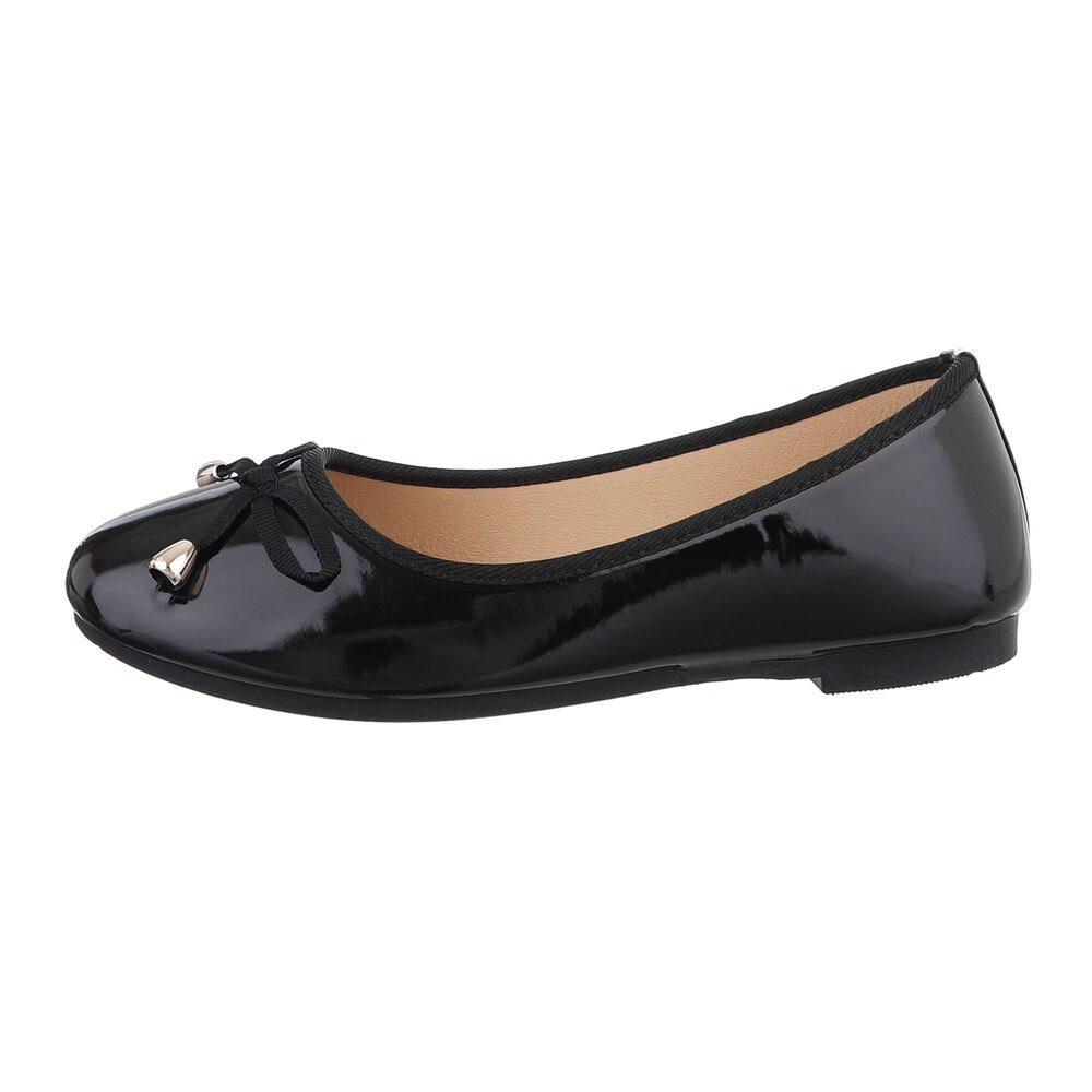 Ital-Design Damen Freizeit Ballerina Blockabsatz Klassische Ballerinas in Schwarz