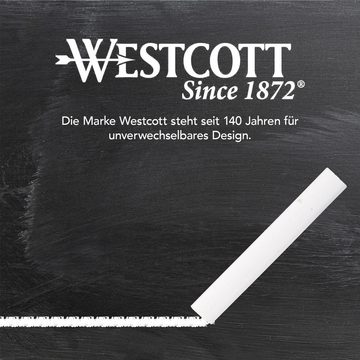 WESTCOTT Malkreide Kreide 12 Stück Weiss, Tafelkreide 1,2cm ⌀ x 8,5cm Kreidestifte, (Vorteilspack, 12-tlg)