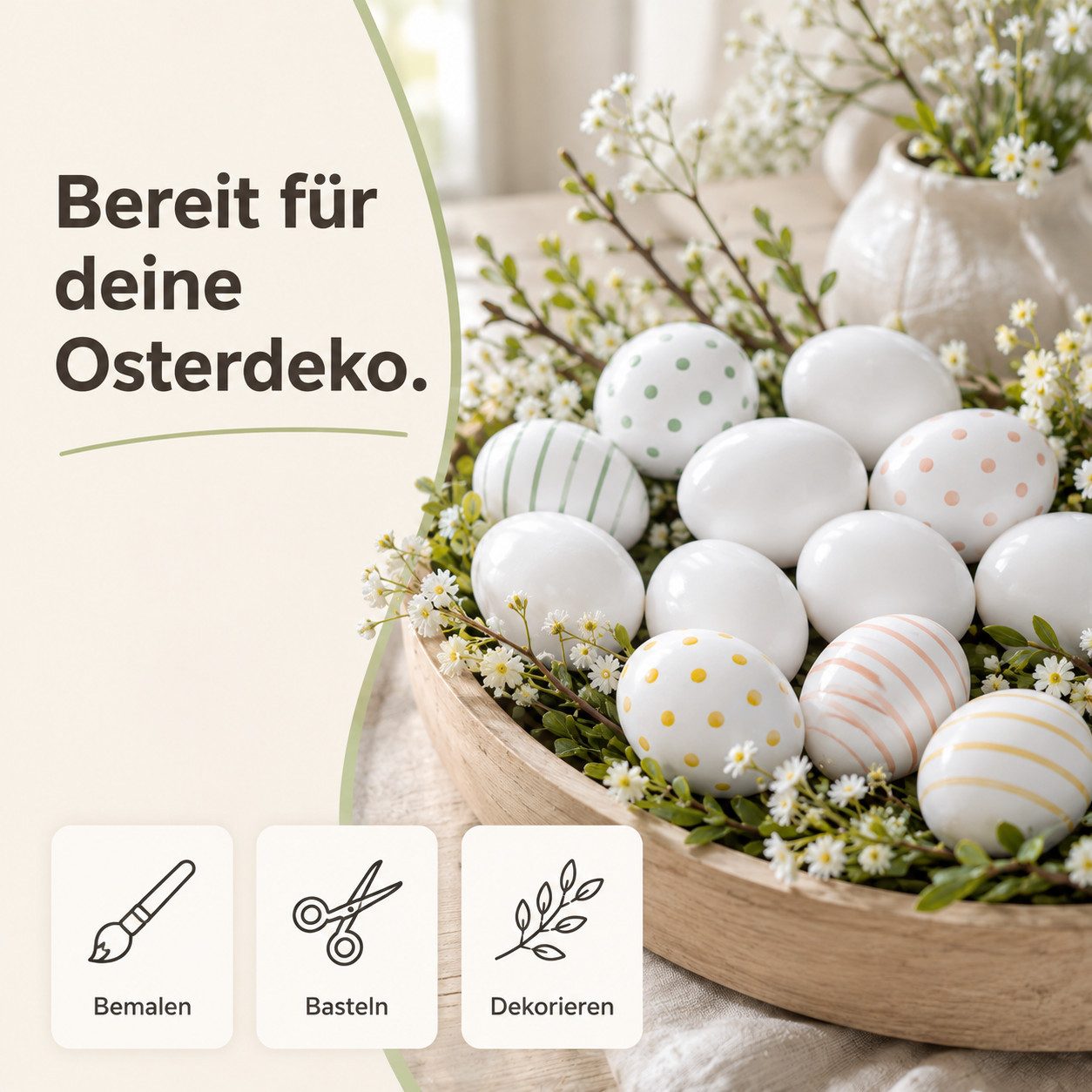 HaushaltO Osterei 50 weiße Plastikeier, 6 cm, zum Basteln und Bemalen für Ostern (Set, 50 St., 50er Set) – Bild 3 von 5