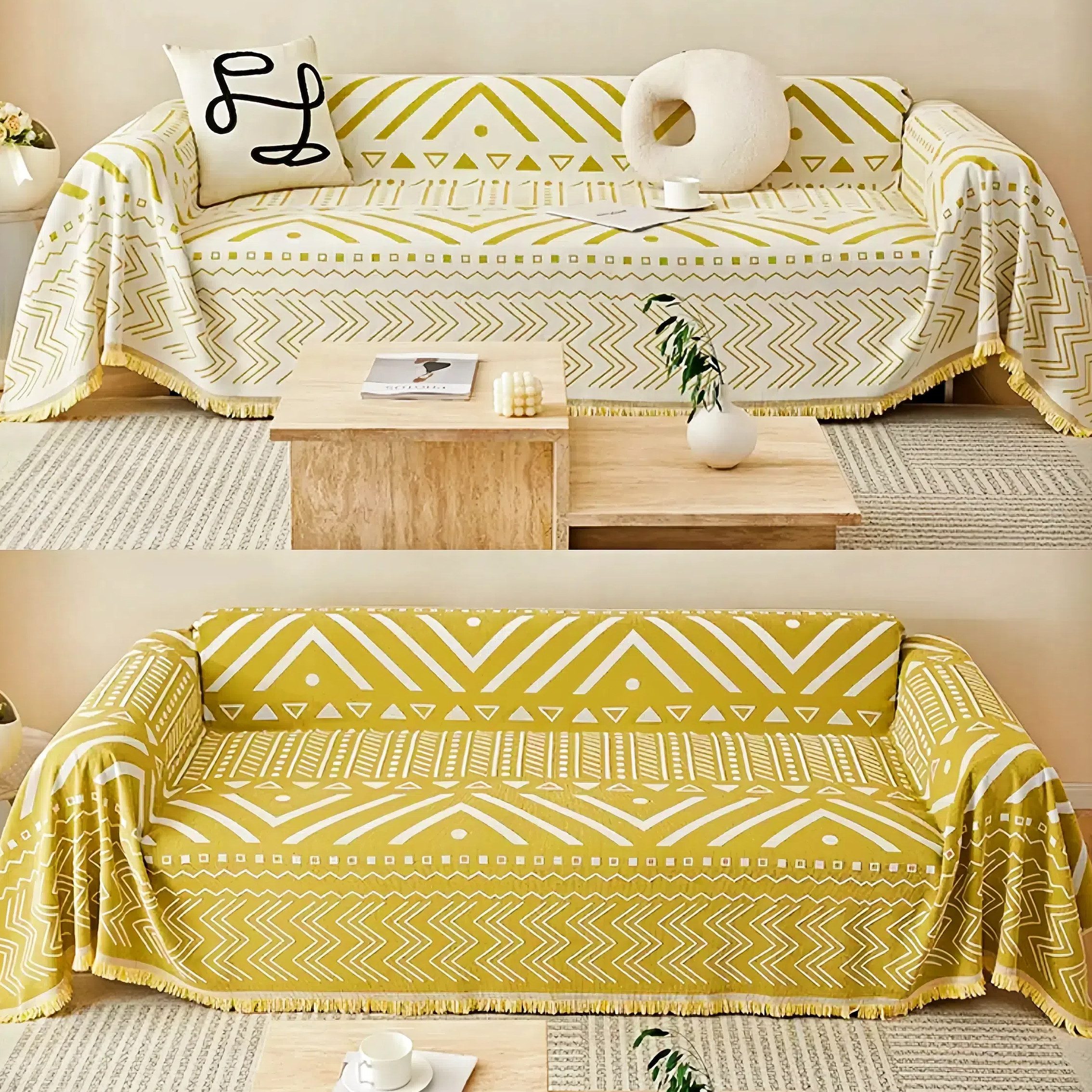 YNOFIT Sofahusse Sofadecke Geometrische böhmische Bettdecke günstig online kaufen