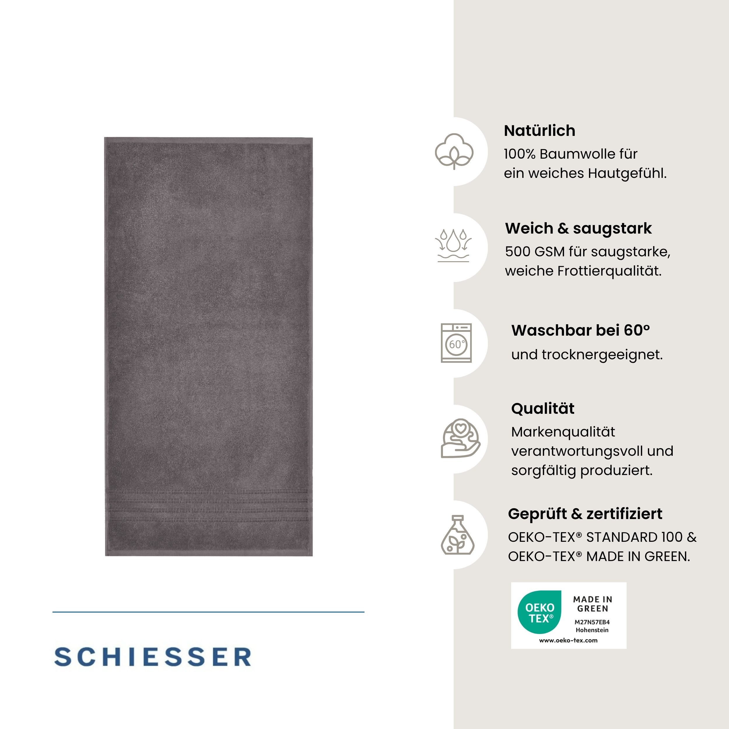 Schiesser Duschtücher Milano aus 100% Baumwolle mit eleganter Bordüre in Hoch-Tief-Optik, Frottier (Set, 2-St), OEKO-TEX® MADE IN GREEN – Bild 2 von 5