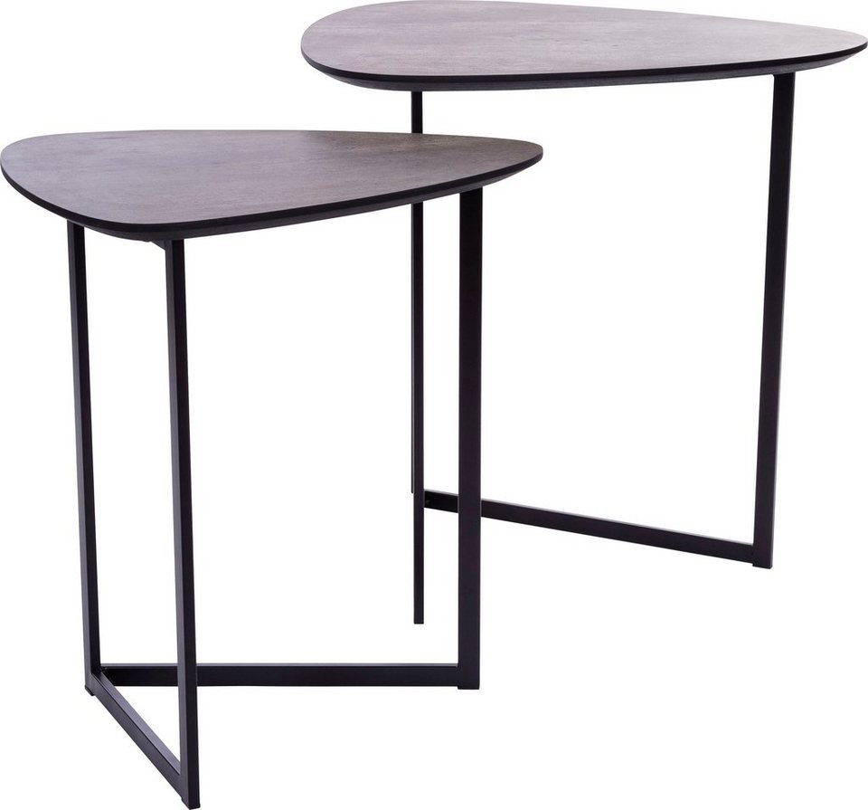 Home affaire Beistelltisch, Beistelltisch Set Oval, grau lackierter  Tischplatte, Stabilem Gestell