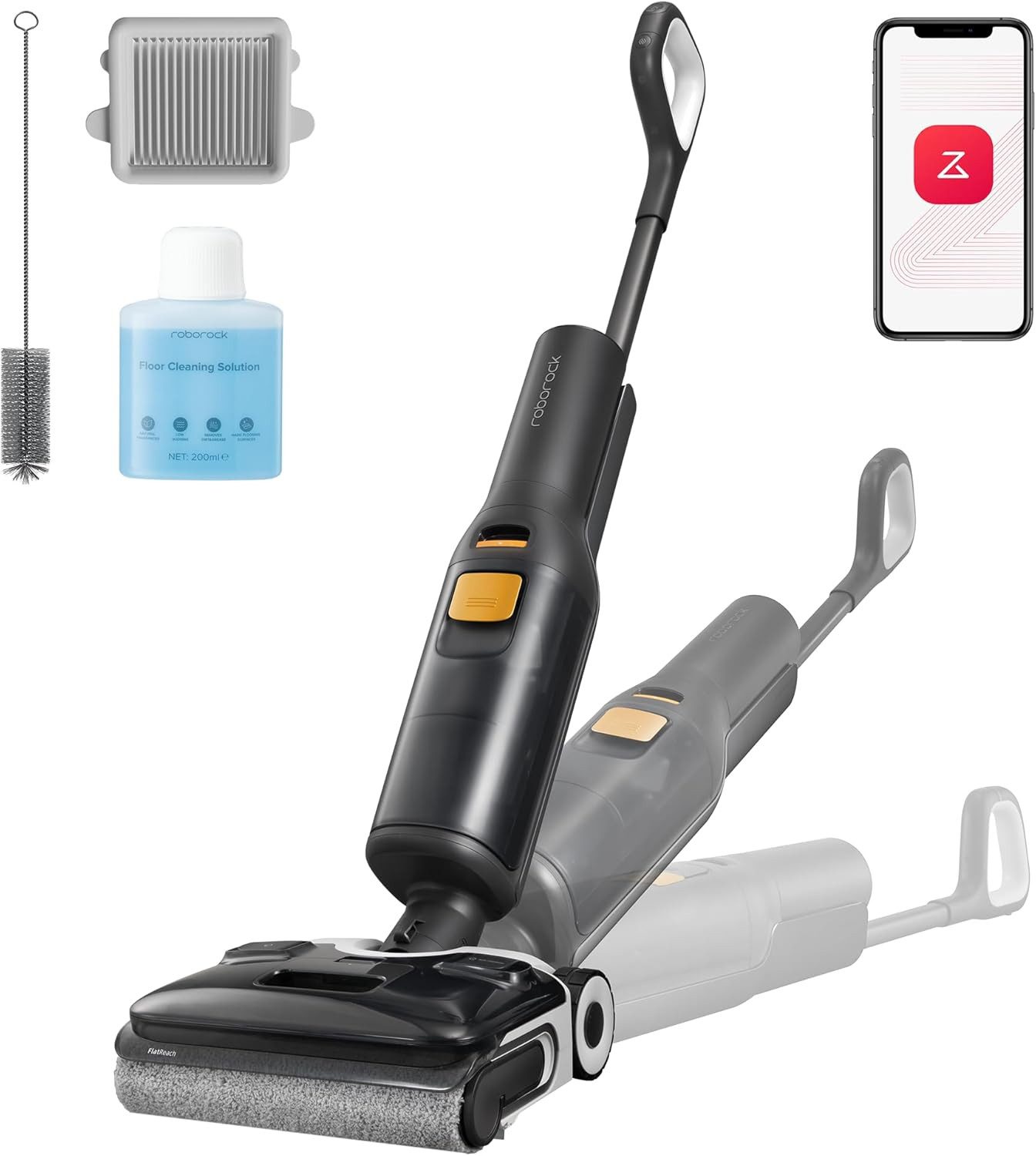 Roborock Nass-Trocken-Akkusauger F25 XT Nass-Trocken-Staubsauger(Upgrade vonF25 ACE), 20.000 Pa Засіб для чищення твердої підлоги mit Zero Tangle, 90°C Heißluft-Schnelltrocknen, elektrischer Mopp, 180° Lie Flat, WLAN