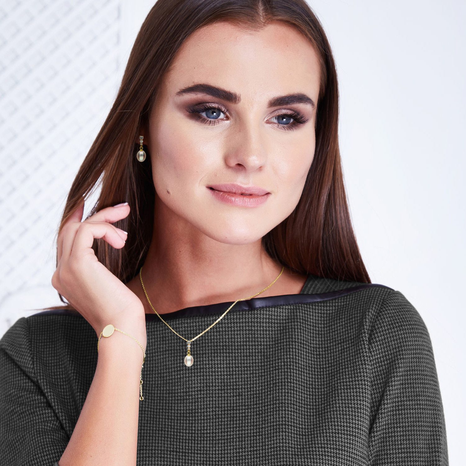 LÖB Kette mit Anhänger 925 Silber Gold Halskette Zuchtperlen Zirkonia Tropf günstig online kaufen