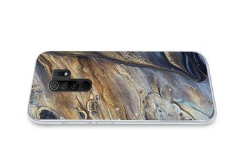 MuchoWow Handyhülle Marmor - Gold - Aquarell - Textur - Marmoroptik, Phone Case, Handyhülle Xiaomi Redmi 9, Silikon, Schutzhülle