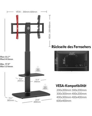 FITUEYES TV-Ständer, (bis 65,00 Zoll, Holzbasis)