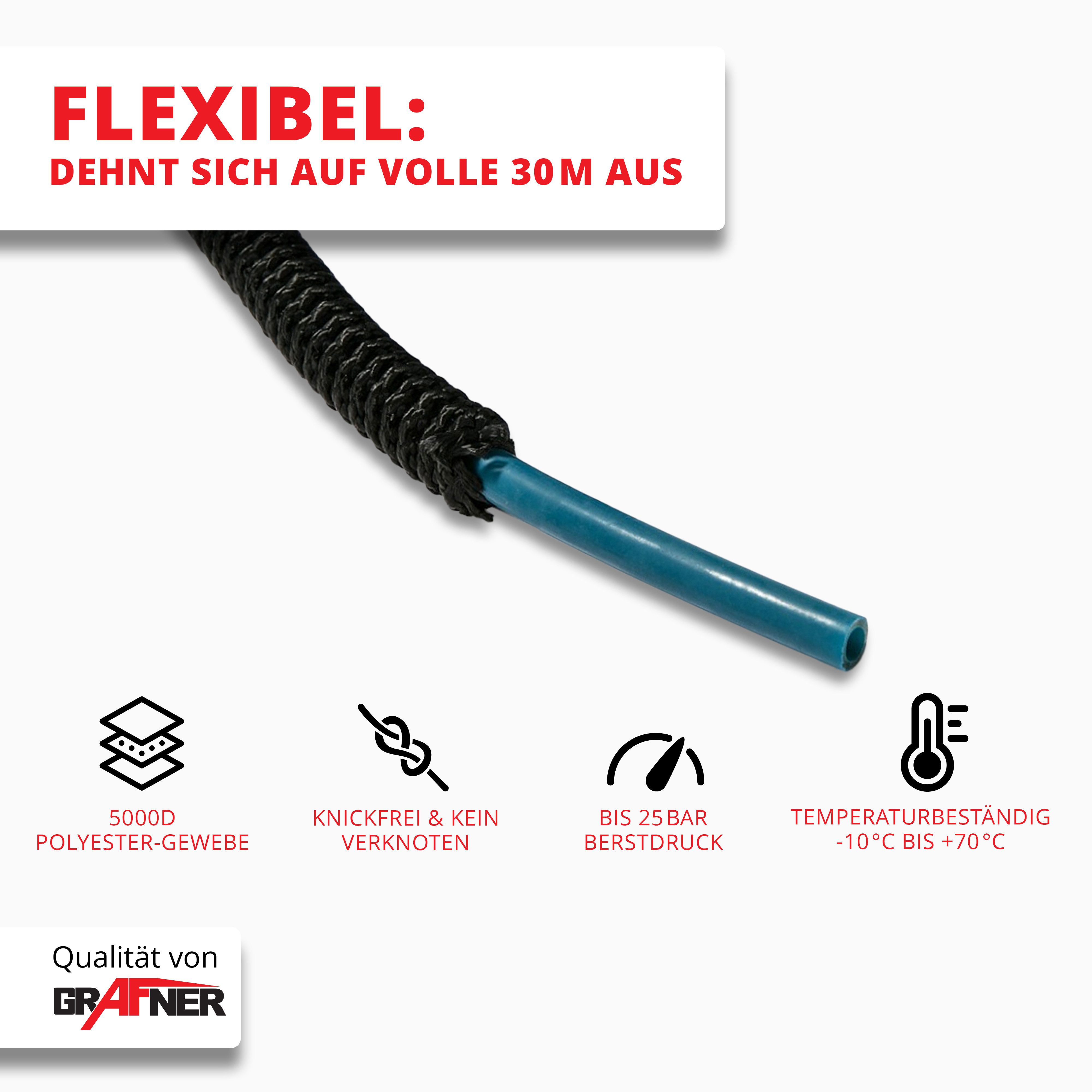 Grafner Gartenschlauch Gartenschlauch dehnbar flexibler Schlauch 1/2"Premium inkl. Brause, dehnbar, flexibel, automatisches ausdehnen – Bild 5 von 5