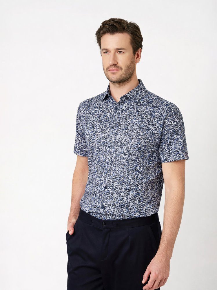 DESOTO Kurzarmhemd Casual Kent 1/2 Jerseyhemd, slim fit, Kentkragen, bügelfrei