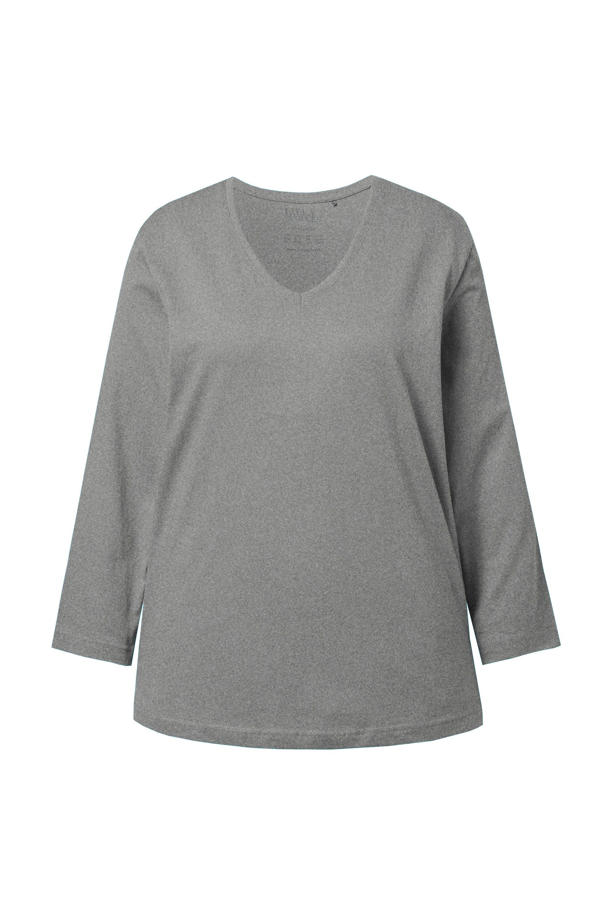 Ulla Popken T-Shirt Shirt V-Ausschnitt Relaxed Langarm günstig online kaufen