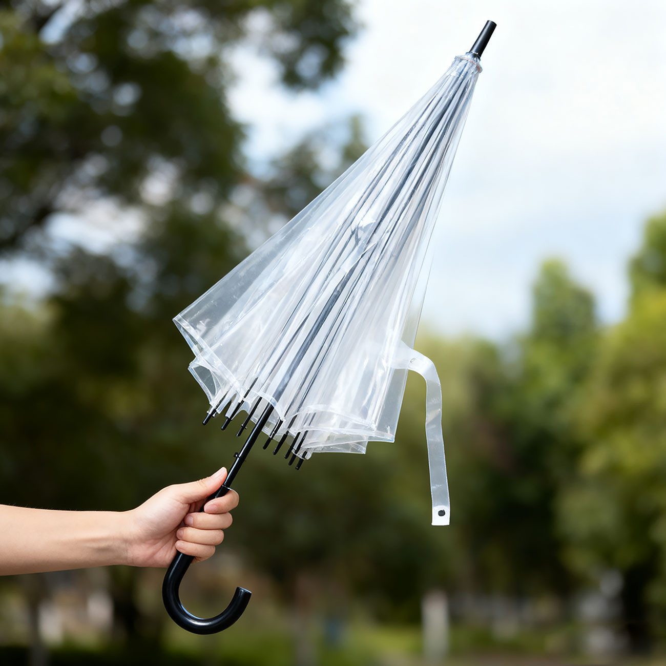 shop'n smile ideoon Stockregenschirm Transparenter Regenschirm mit Automatik, 85 cm Durchmesser, Transparenter Glockenschirm für Damen & Herren