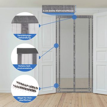 Sekey Insektenschutz-Tür Magnet Fliegengitter Tür Zuschneidbar, Türvorhang ohne Bohren, 220x100cm für Balkontür, Kellertür, Terrassentür durch