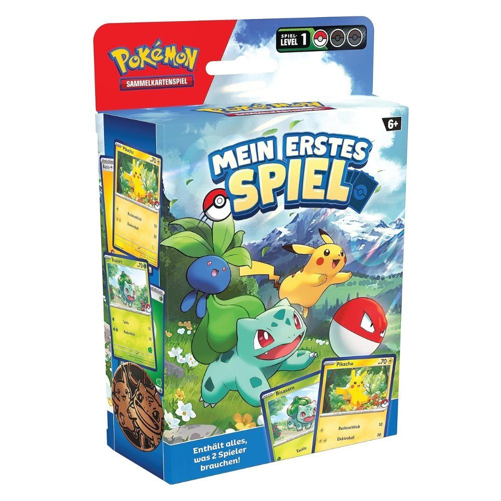 The Pokémon Company International Sammelkarte Pokémon - Mein erstes Spiel - Enthält alles, was 2 Spieler brauchen!, mit Bisasam und Pikachu - Spiellevel 1 - DE