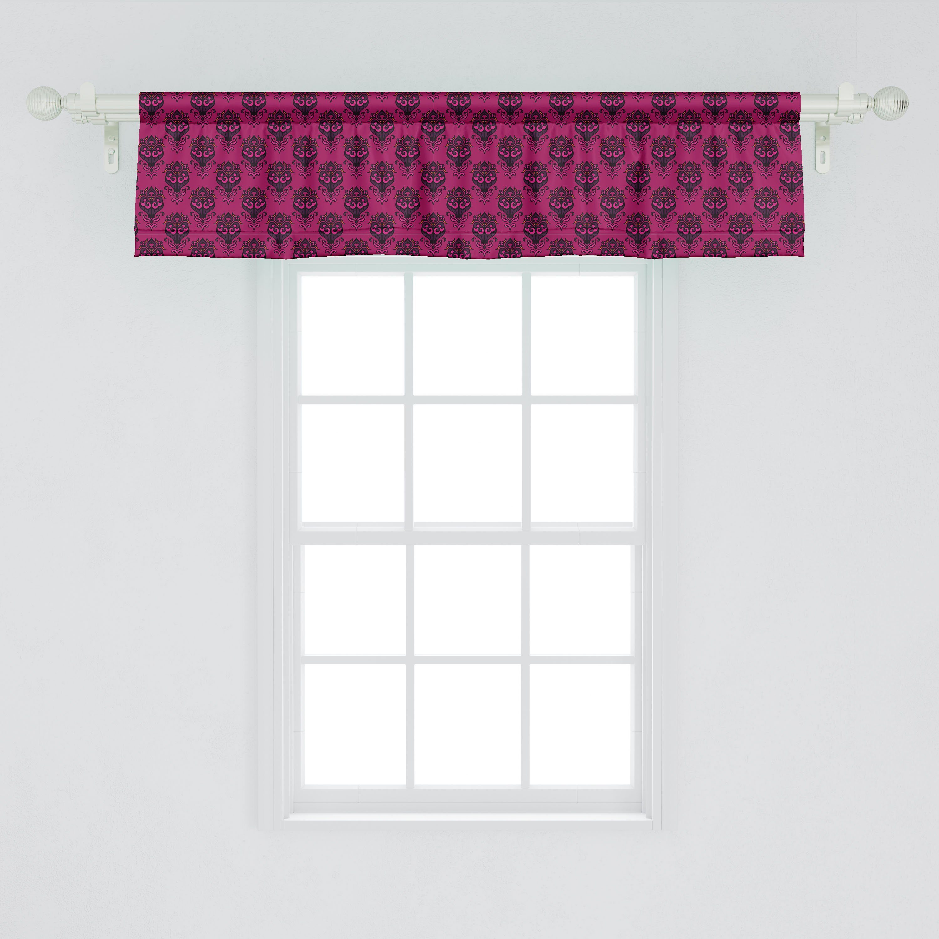 Scheibengardine Königliche Volant Microfaser, mit Dekor Stangentasche, Küche Abstrakt Vorhang Schlafzimmer Abakuhaus, für Blumenkunst Damast