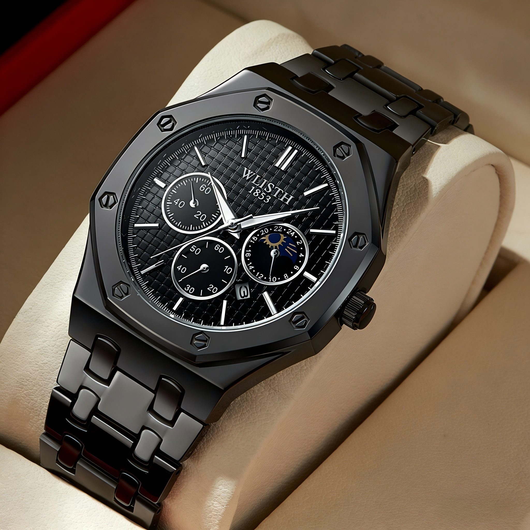 Toomoke Quarzuhr Quarzuhr Armbanduhr Herrenuhr – Edelstahl Chronograph, (Multifunktionsuhr, Armbandkürzer & Etui, Edelstahlarmband)