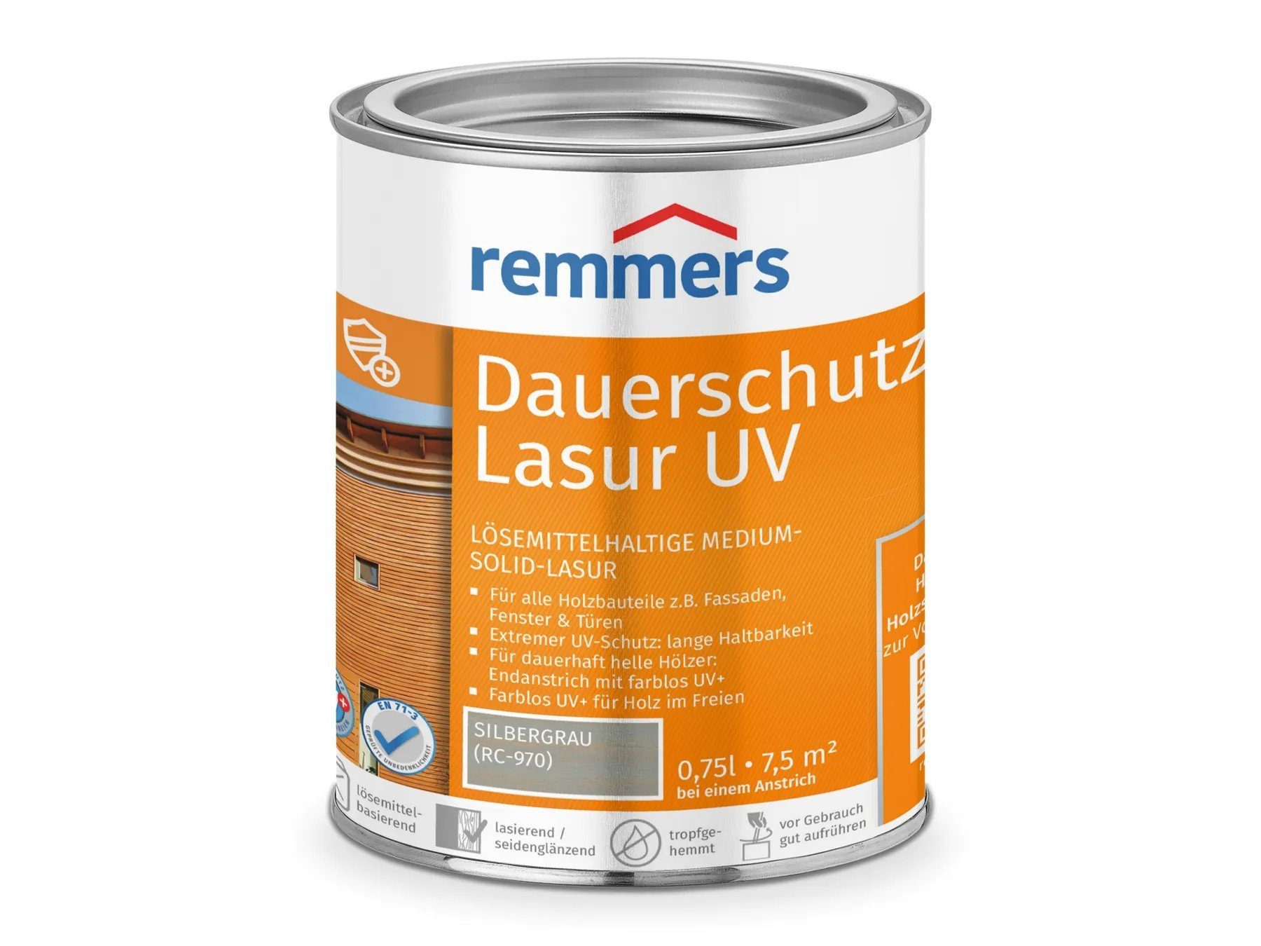 Remmers Holzschutzlasur Dauerschutz-Lasur UV silbergrau (RC-970)