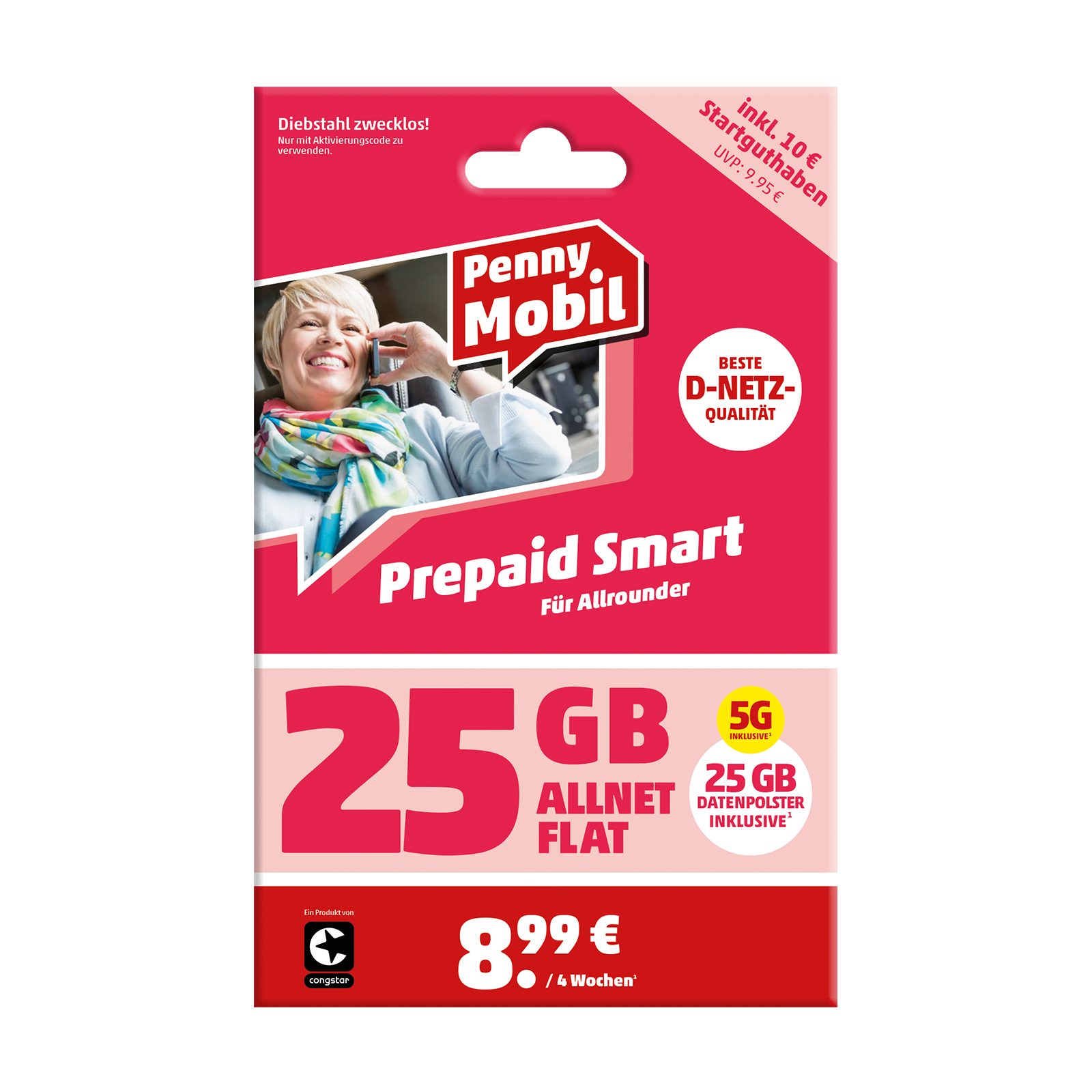 Penny Mobil Prepaid Smart Prepaidkarte, (EU-Roaming inkl. CH, 10 € Startguthaben)