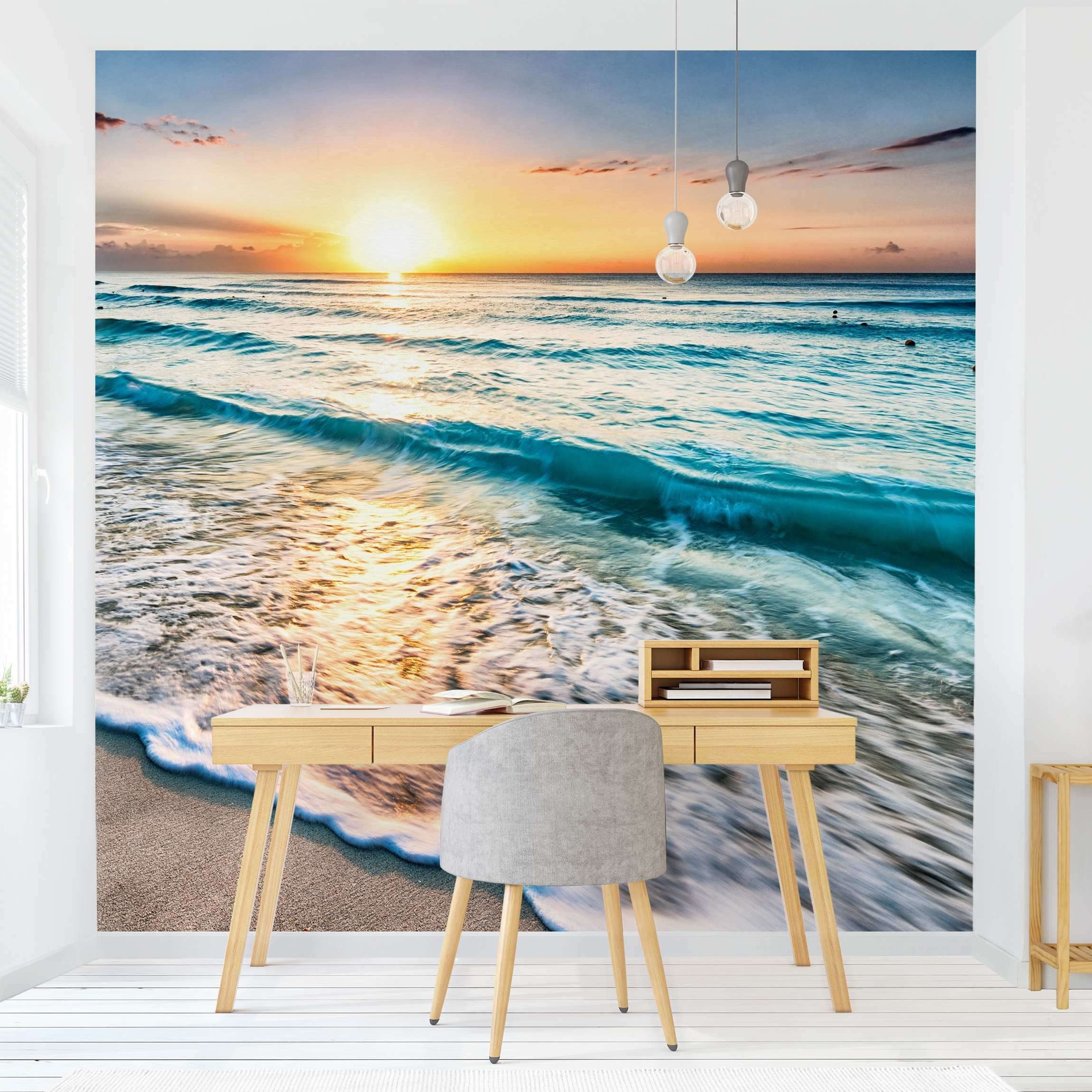 Fototapete Strand & Meer Sonnenuntergang Strand Natur Landschaft Maritim
