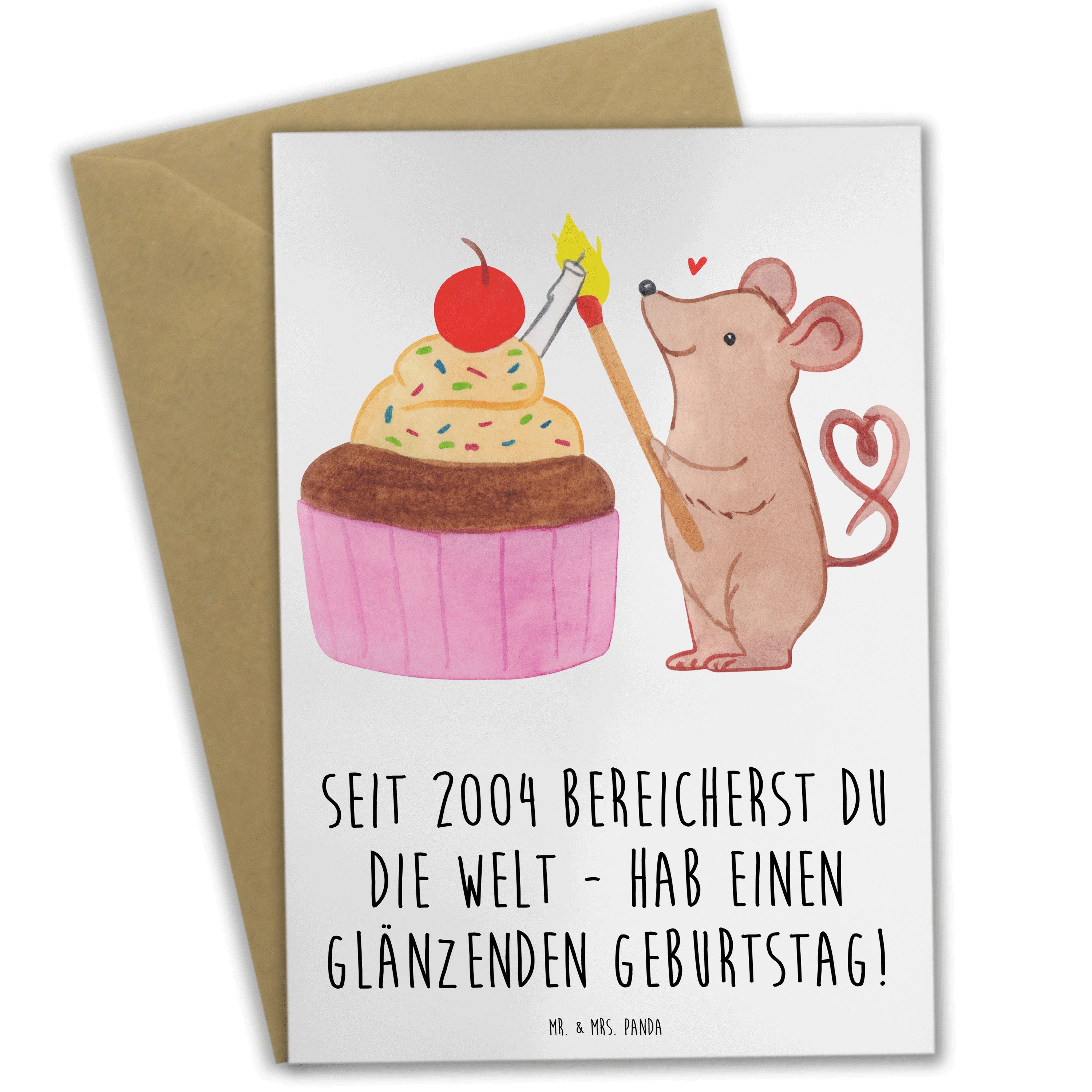 Grußkarte 2004 Geburtstag - Weiß - Geschenk, glänzender Geburtstag, Glückwunsch