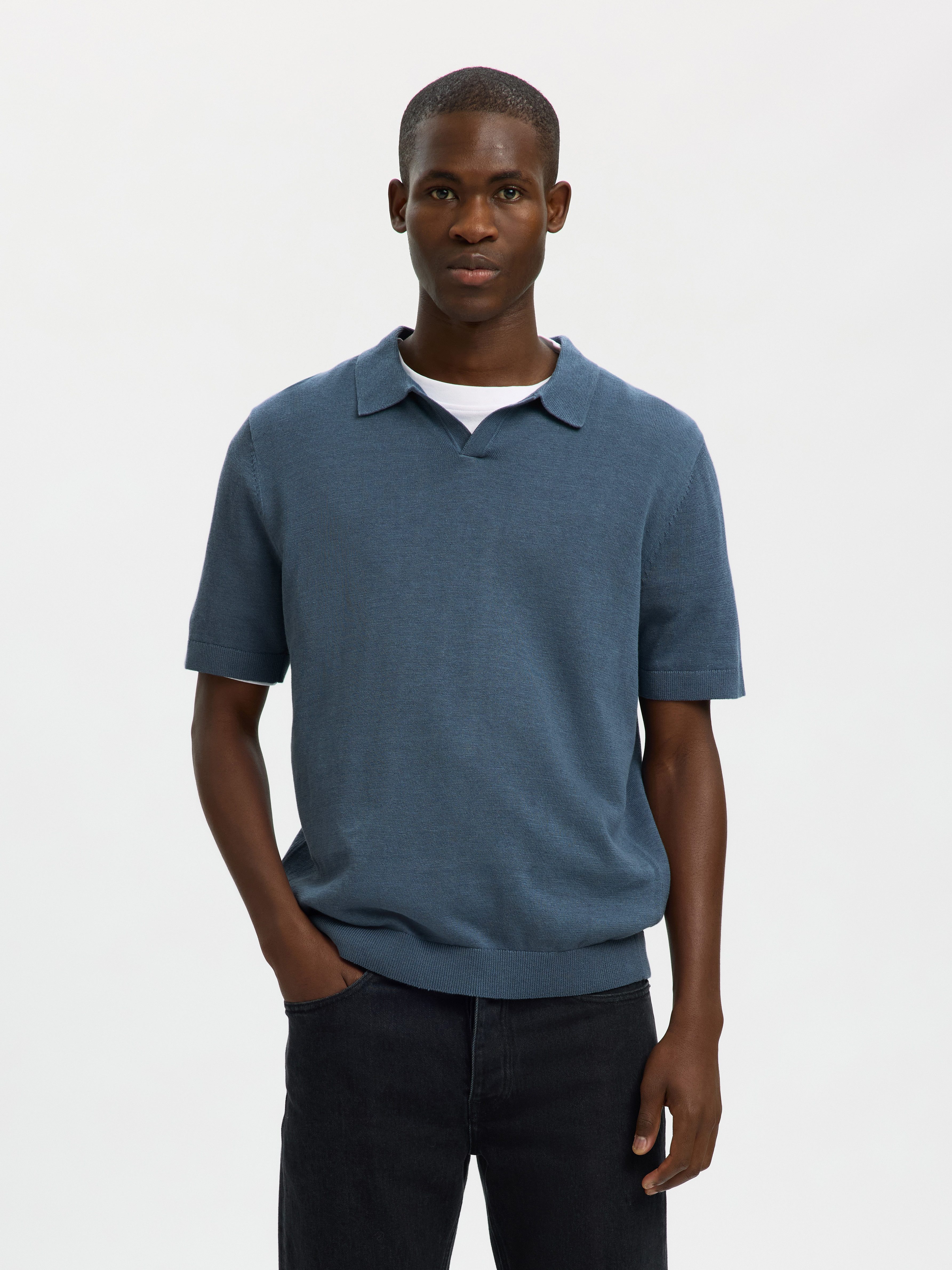 Poloshirt SLHMATTIS SS KNIT SUN OPEN POLO NOOS