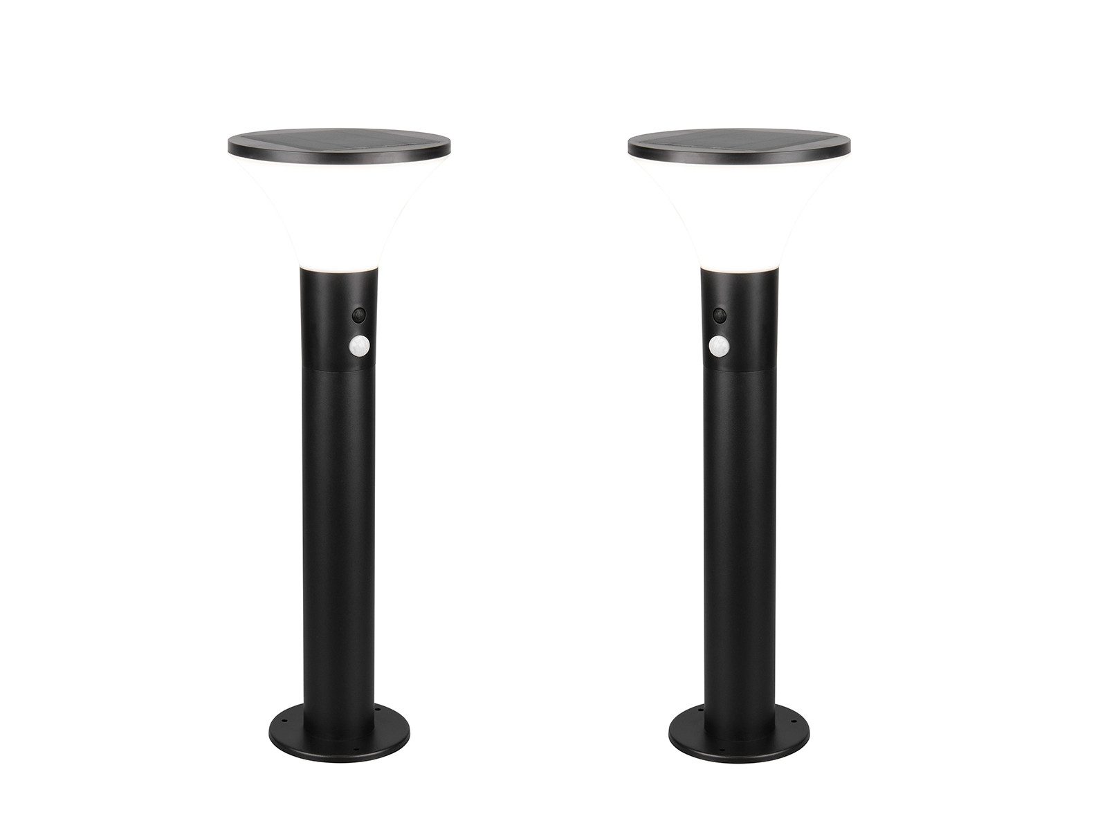 Reality Leuchten LED Pollerleuchte, Bewegungsmelder, LED fest integriert, Neutralweiß, 2er SET Hybrid Außen Wegbeleuchtung mit Strom und Solar, Höhe 50cm