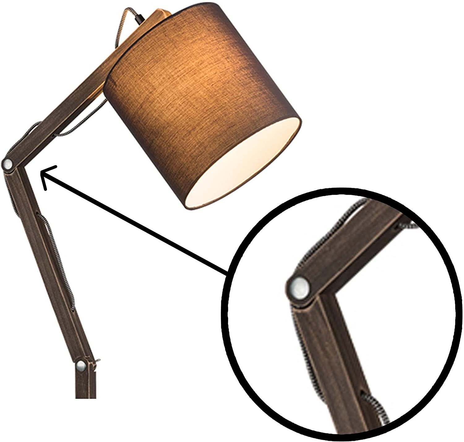Stehlampe Metall E27 Stehleuchte braun Stehlampe Wohnzimmer Holz schwarz Retro bmf-versand