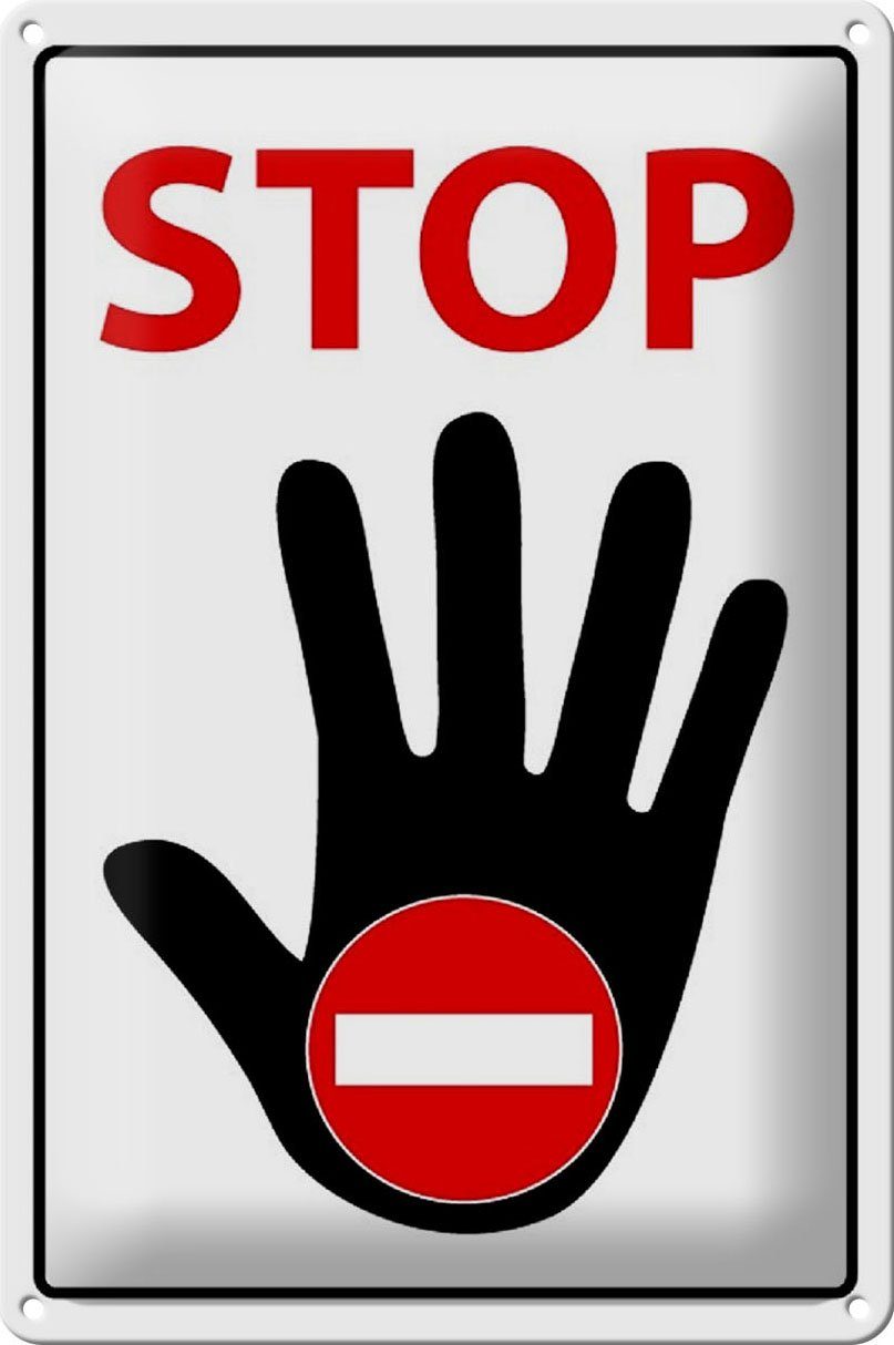 Hebold Metallschild Schild Blech 30x20 cm - Made in Germany - Stop Hand Metall Deko Schild