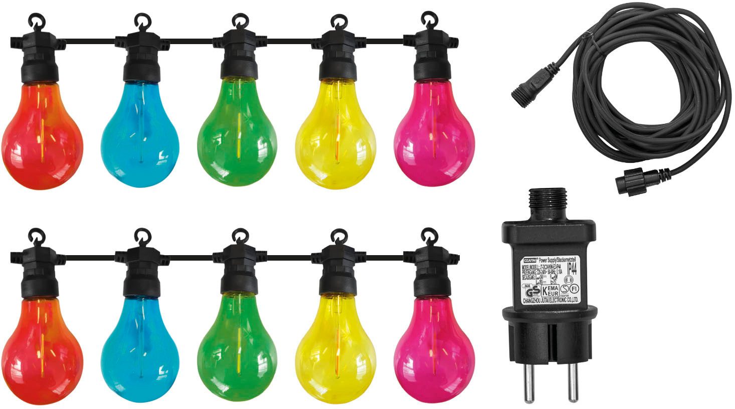 Luxform Lichterkette 24V-Lichterkette Maui - mit 10x farbigen LED, Überall aufhängbar, drinnen und draußen