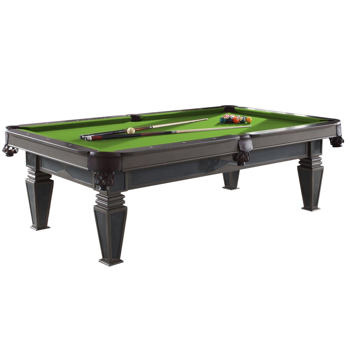 Billiard-Royal Billardtisch Adonis 8 ft., (Hochwertige und massive Ausführung in beliebter Billiard-Royal® Qualität), 3-tig Naturschieferplatte, Echtleder Auffangtaschen, Bandengummi K55