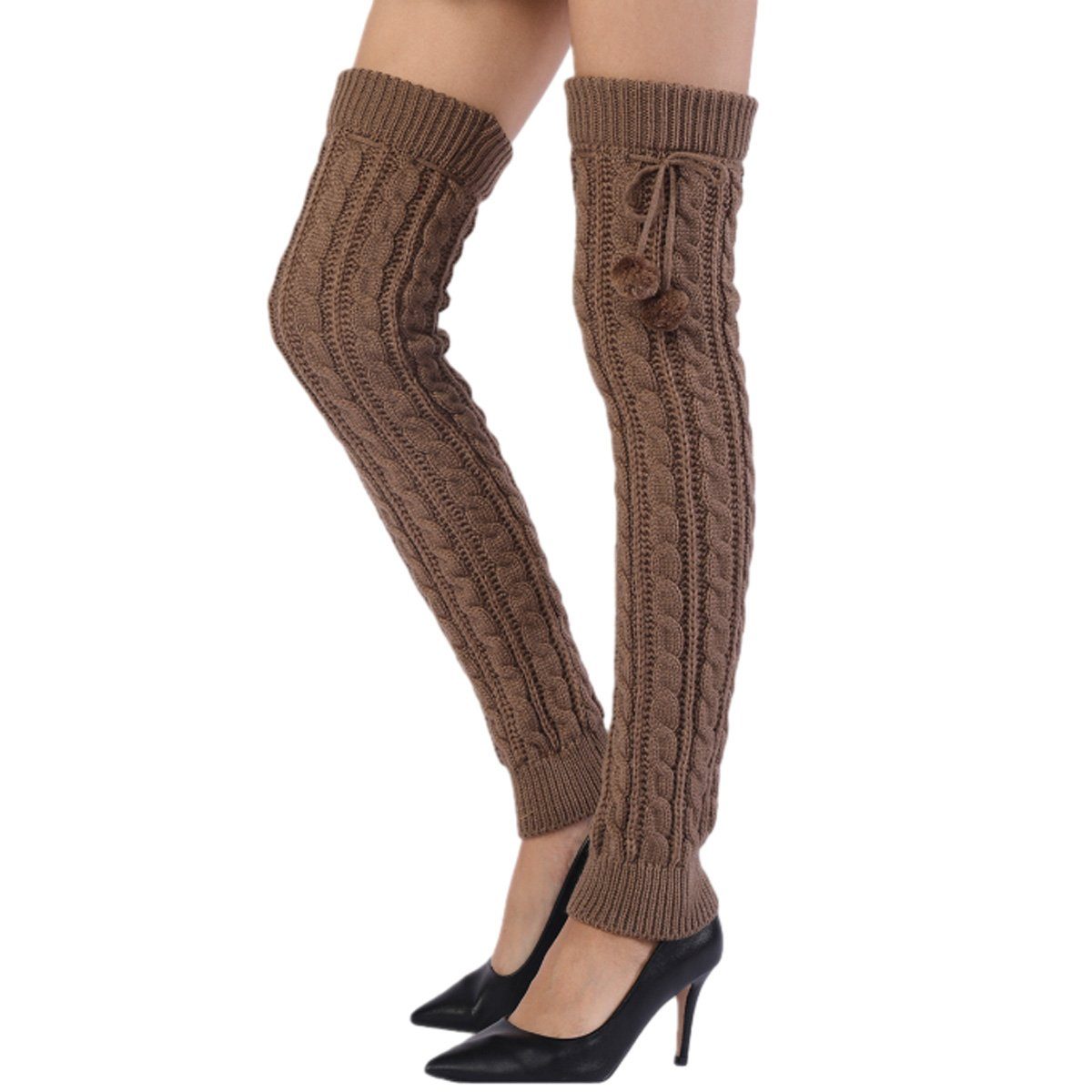 Jormftte Beinstulpen Damen Gestrickt Strick,Overknees Warm Beinwärmer Winter Stulpen Kaffee