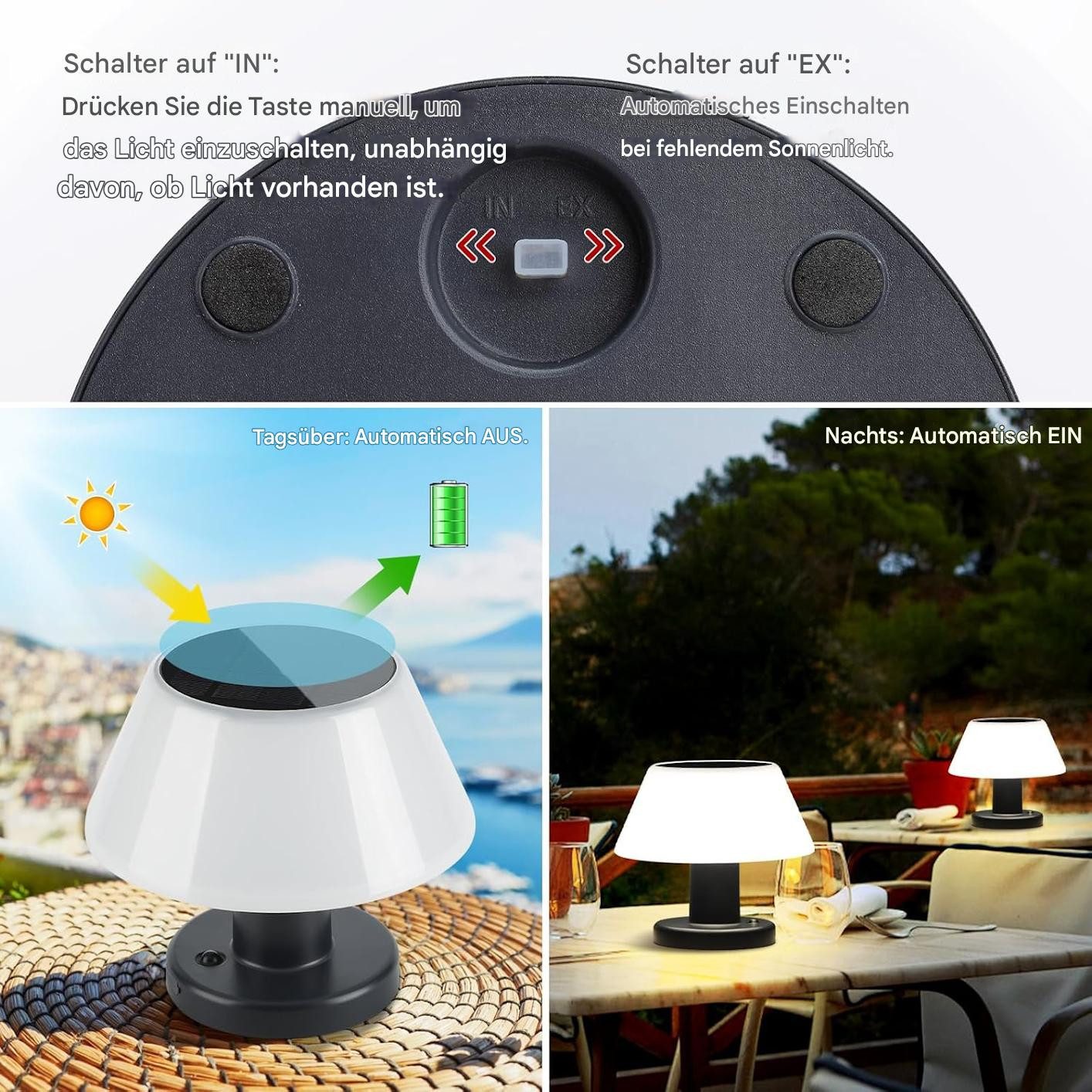 Tukrool Tischleuchte Solar Tischlampe,LED-Lampen für den günstig online kaufen