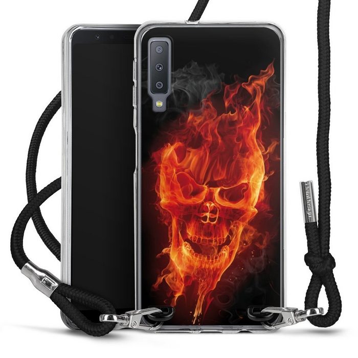 DeinDesign Handyhülle Totenkopf Feuer Schädel Burning Skull Samsung Galaxy A7 (2018) Handykette Hülle mit Band Case zum Umhängen