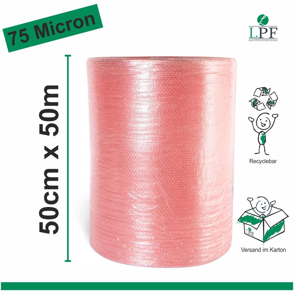 Schutzfolie Luftpolsterfolie LPF75 Breite 50cm x Länge 50m Folie Noppenfolie